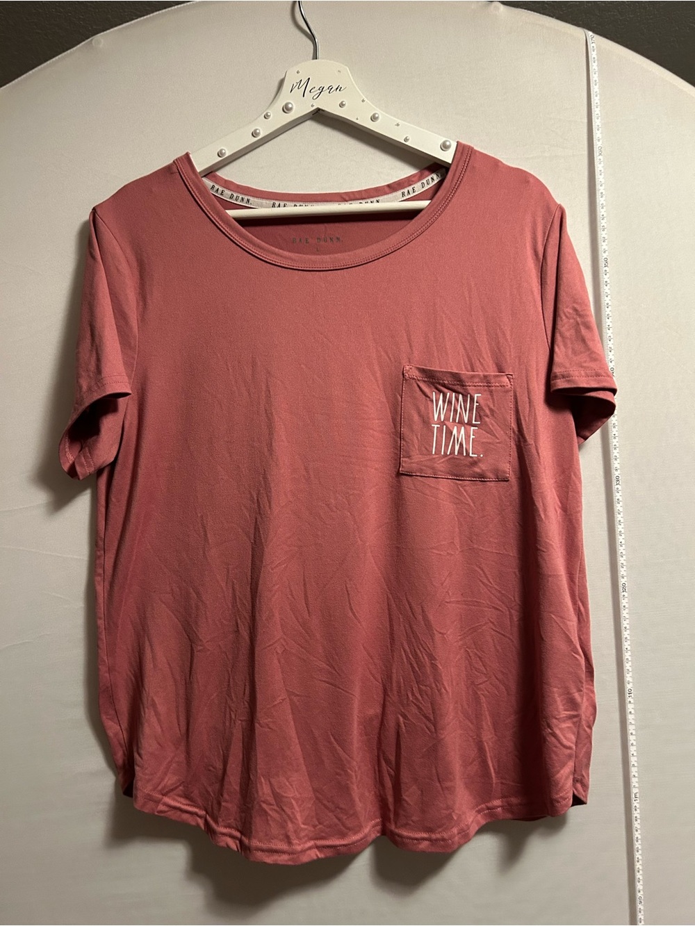 Rae Dunn Dusty Rose "Wine Time" Pocket Tee